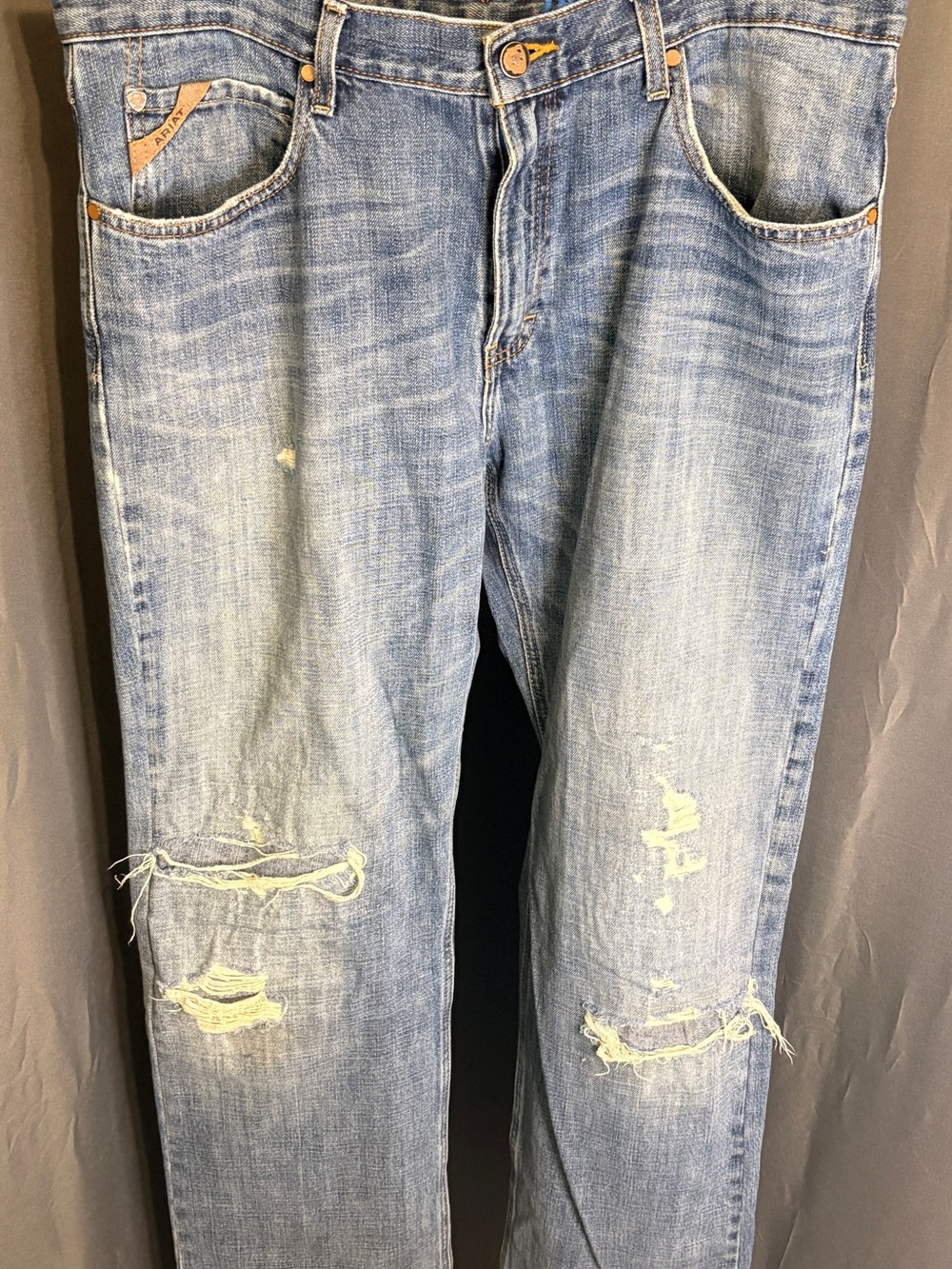 Ariat M2 Relaxed Bootcut Jeans Mens 32x38 Medium Wash Blue Denim  Distressed